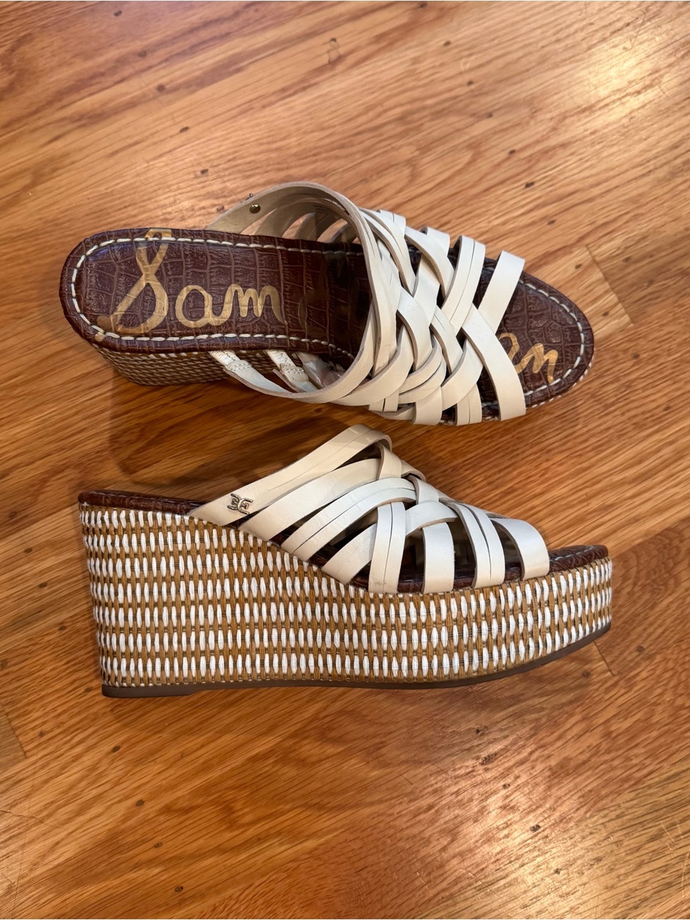 Sam Edelman Devon Woven Strappy Wedge Sandals, Sz 8 EUC